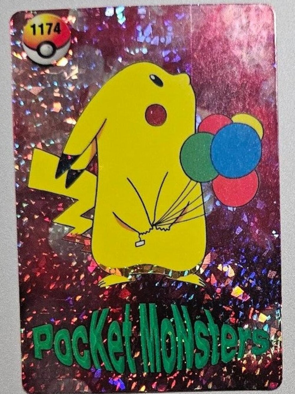 Pokemon Card Balloon Pikachu #1174 Rare Vending Machine Red Prism Holo Foil